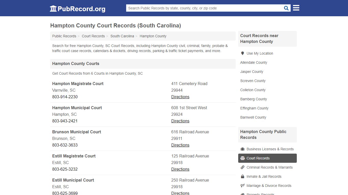 Hampton County Court Records (South Carolina) - PubRecord.org