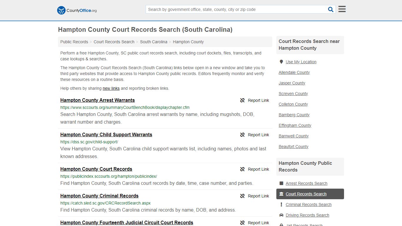 Hampton County Court Records Search (South Carolina)