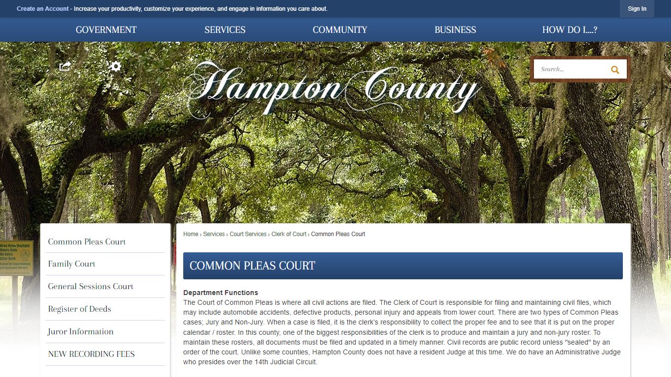 Common Pleas Court | Hampton County, SC - Official Website